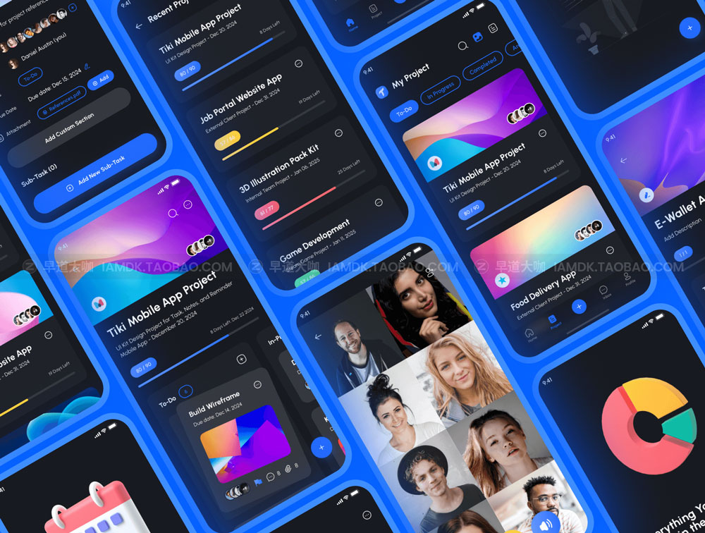 高质量团队协作项目管理APP应用程序界面设计UI套件 Taska - Task & Project Management App UI Kit_img_2