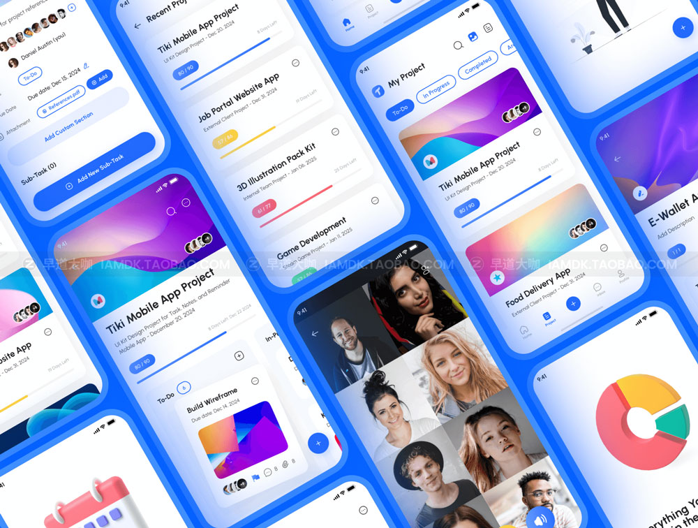 高质量团队协作项目管理APP应用程序界面设计UI套件 Taska - Task & Project Management App UI Kit_img_2