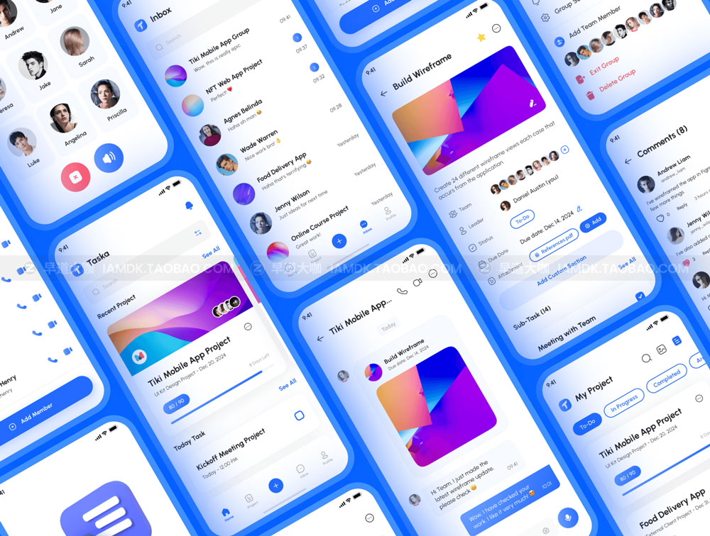 高质量团队协作项目管理APP应用程序界面设计UI套件 Taska - Task & Project Management App UI Kit_img_2