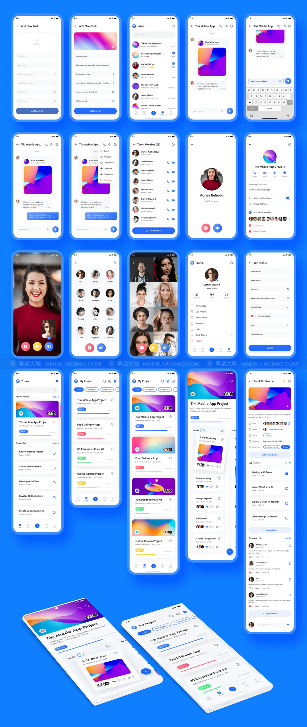 高质量团队协作项目管理APP应用程序界面设计UI套件 Taska - Task & Project Management App UI Kit_img_2