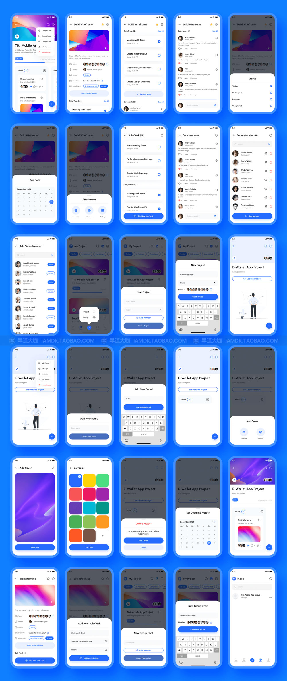 高质量团队协作项目管理APP应用程序界面设计UI套件 Taska - Task & Project Management App UI Kit_img_2