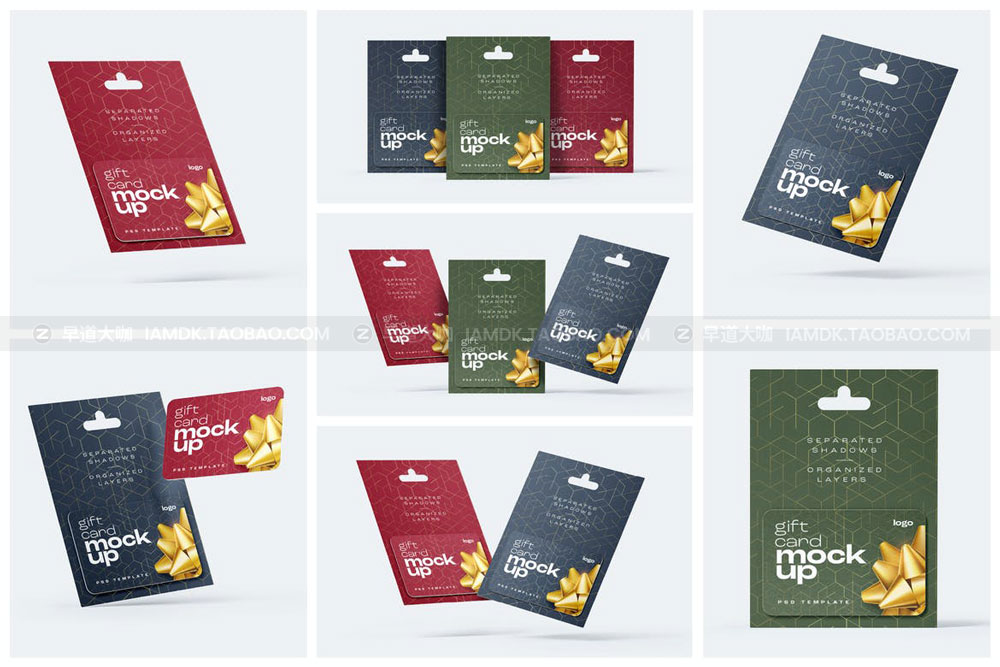 时尚礼品卡片会员银行卡卡套设计展示贴图样机模板 Gift Card Mockup Set_img_2