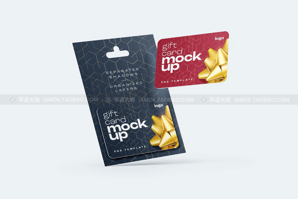 时尚礼品卡片会员银行卡卡套设计展示贴图样机模板 Gift Card Mockup Set_img_2