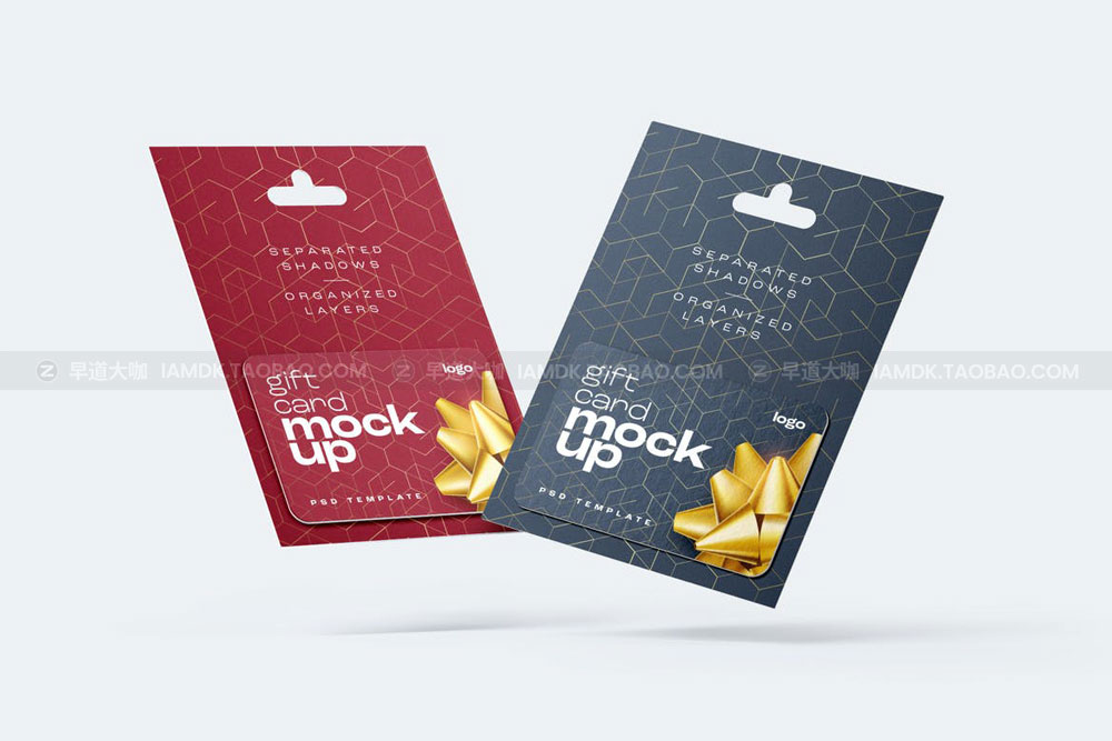 时尚礼品卡片会员银行卡卡套设计展示贴图样机模板 Gift Card Mockup Set_img_2