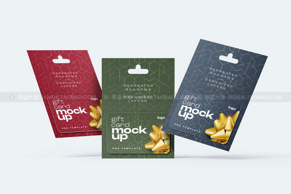 时尚礼品卡片会员银行卡卡套设计展示贴图样机模板 Gift Card Mockup Set_img_2