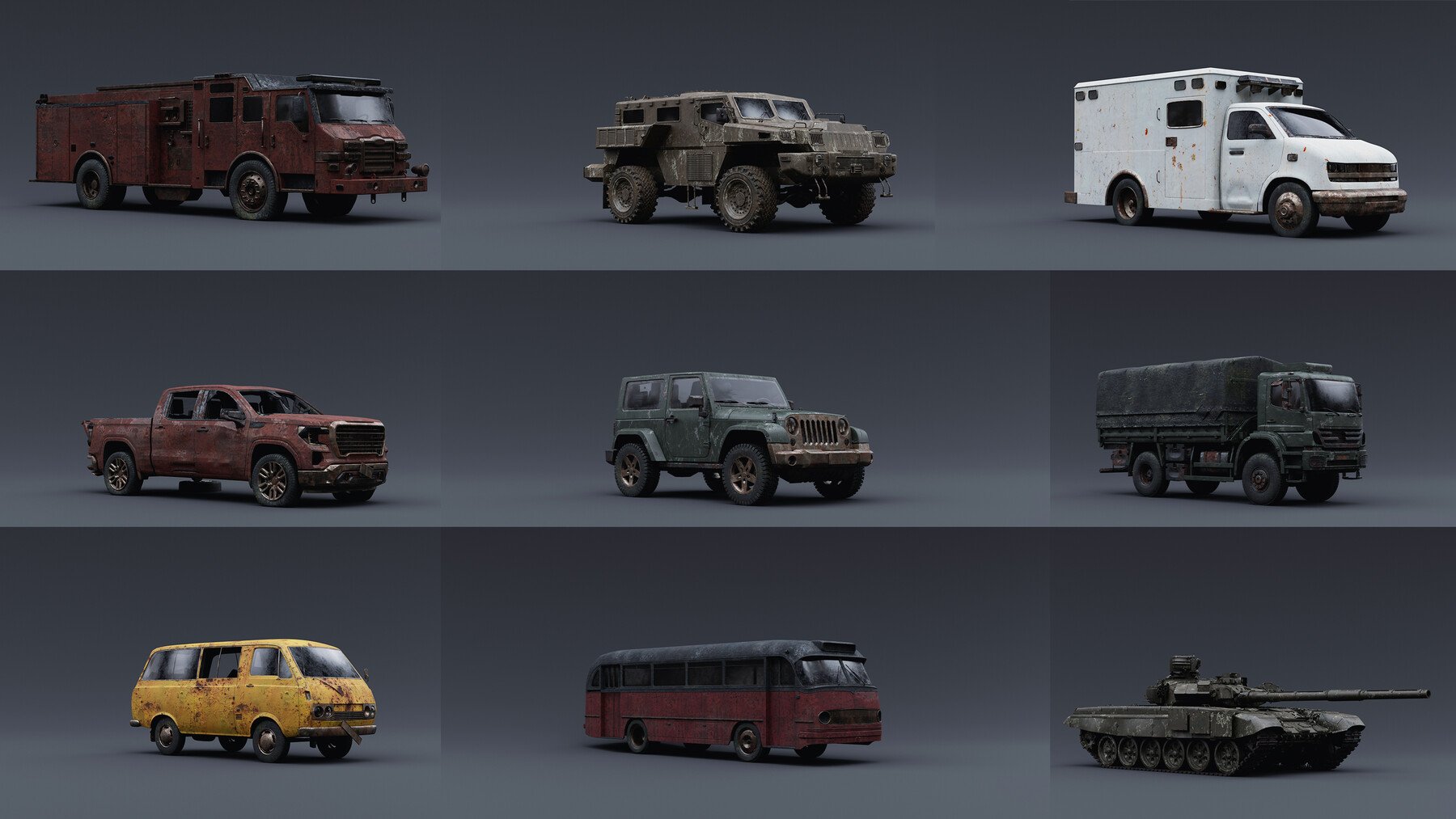 世界末日汽车交通工具3D模型 Artstation – Apocalypse Vehicles (Blender/FBX/OBJ格式)_img_2