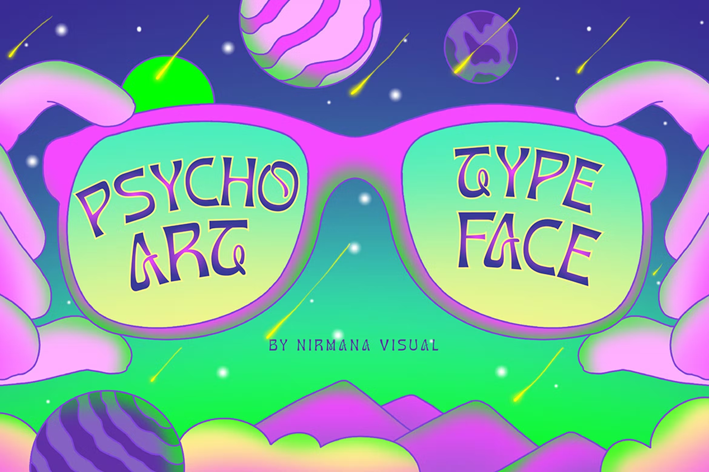 时尚复古海报广告徽标logo设计衬线英文字体 Psychoart Typeface - psychedelic font_img_2