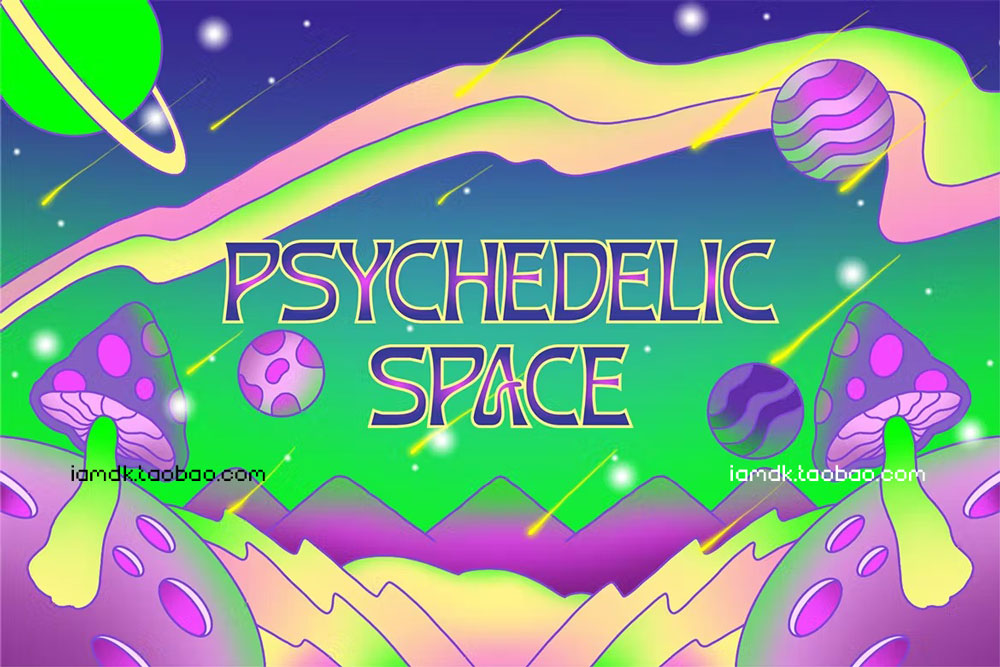 时尚复古海报广告徽标logo设计衬线英文字体 Psychoart Typeface - psychedelic font_img_2