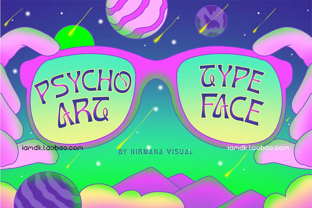 时尚复古海报广告徽标logo设计衬线英文字体 Psychoart Typeface - psychedelic font_img_2