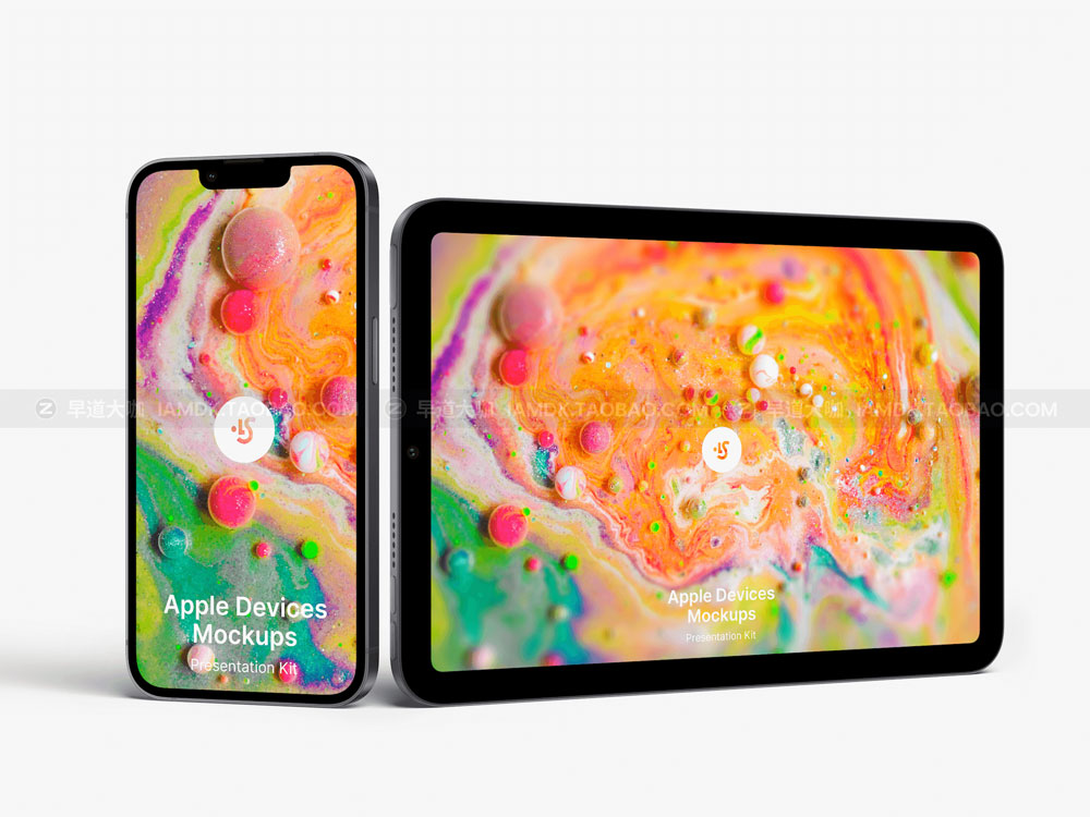 2022苹果电脑iPhone笔记本iPad平板Ui界面设计作品贴图Ps样机素材 Apple Set Bundle_img_2