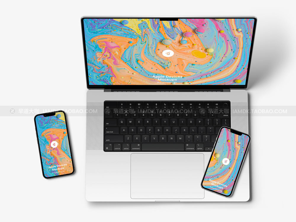 2022苹果电脑iPhone笔记本iPad平板Ui界面设计作品贴图Ps样机素材 Apple Set Bundle_img_2