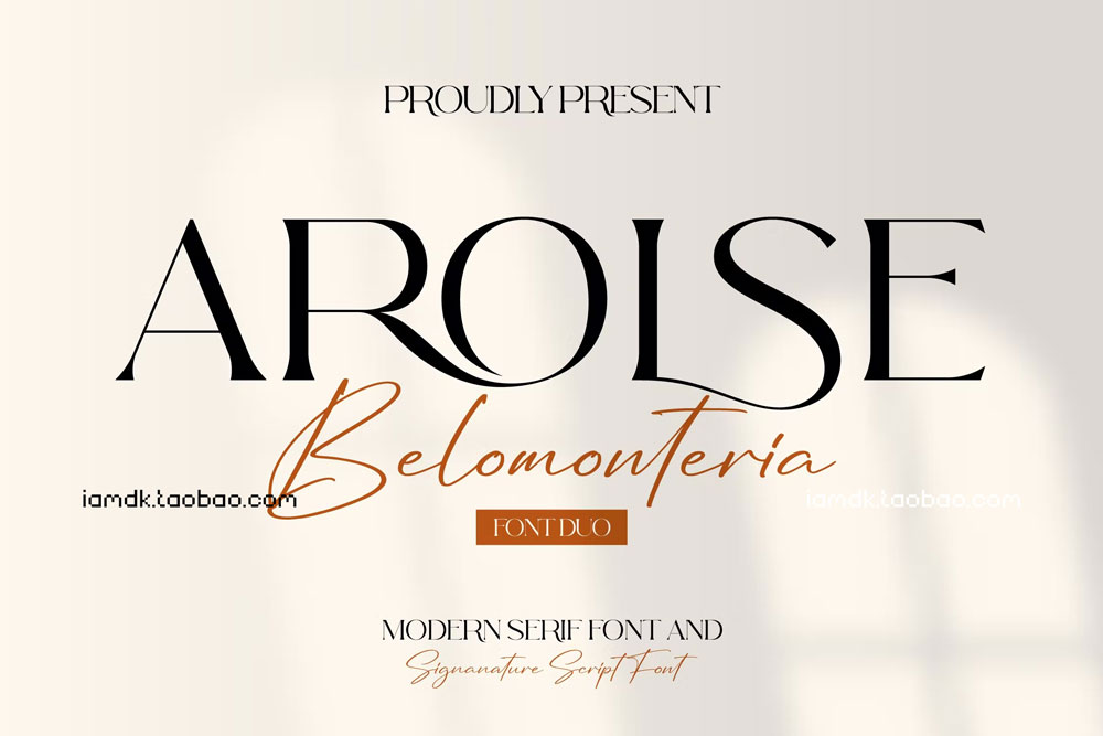 现代海报品牌签名设计衬线英文字体 Arolse Belomonteria Duo Font Serif & Signature_img_2