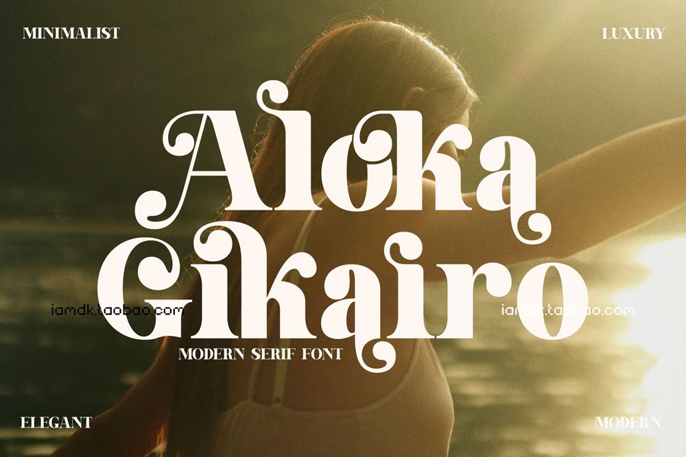 现代优雅品牌海报商标设计衬线英文字体 Aloka Gikairo Modern Serif Font_img_2