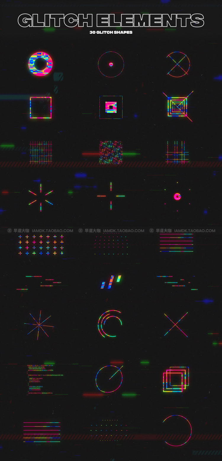 AE脚本 650组信号损坏画面撕裂毛刺特效转场文字标题动画预设 Fractal X 650+ Glitch Pack_img_2