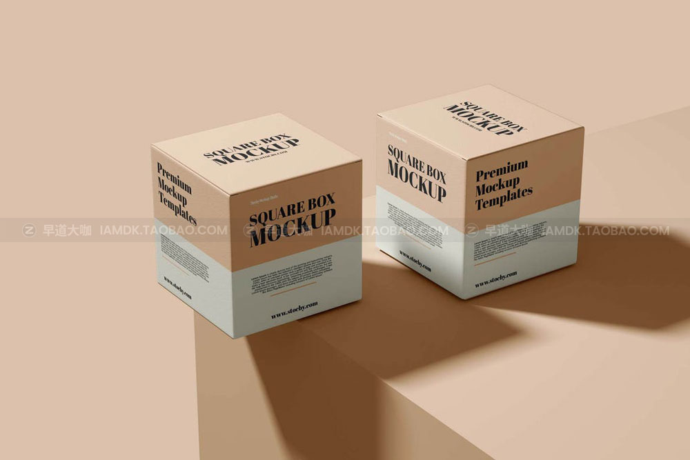 方形产品包装纸盒外观设计贴图PSD样机素材 Square Box Mockup Set_img_2