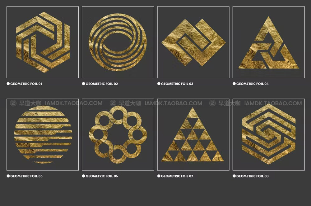 40个金箔纸几何形状图标符号PNG免扣背景图片素材 Geometric Gold Foil Shapes_img_2