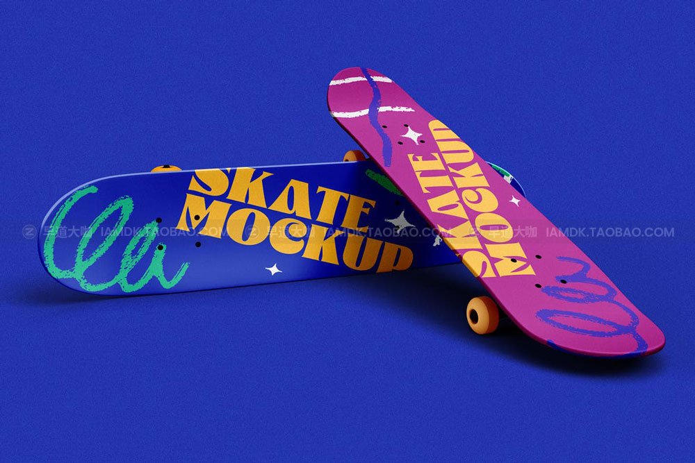 逼真滑板甲板印花图案设计展示PS智能贴图样机素材 Skateboard Mockup_img_2