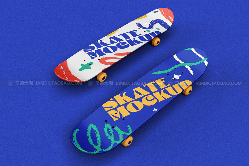 逼真滑板甲板印花图案设计展示PS智能贴图样机素材 Skateboard Mockup_img_2