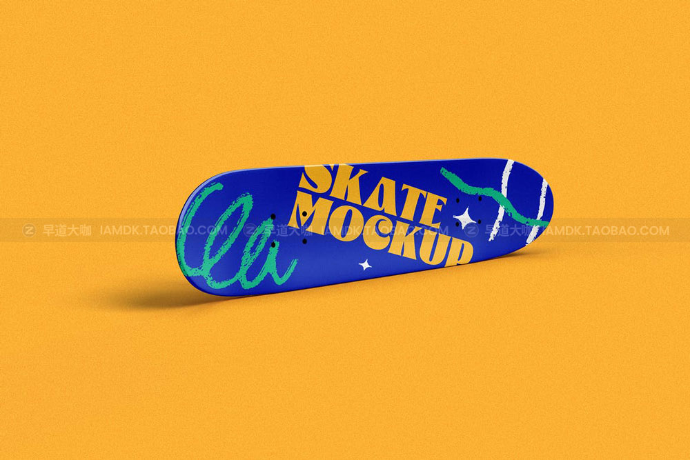 逼真滑板甲板印花图案设计展示PS智能贴图样机素材 Skateboard Mockup_img_2