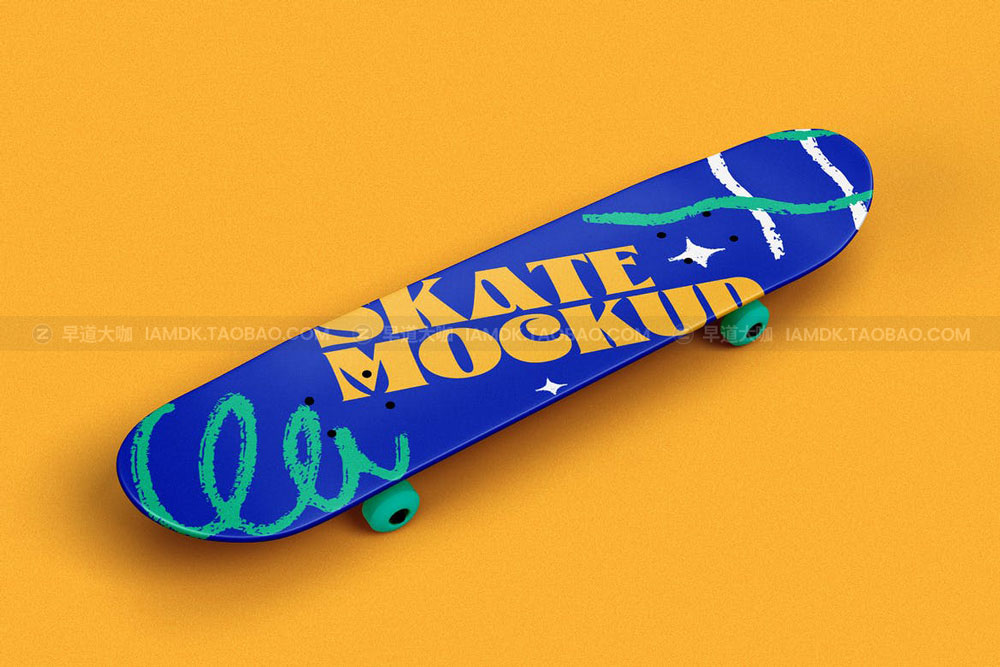 逼真滑板甲板印花图案设计展示PS智能贴图样机素材 Skateboard Mockup_img_2