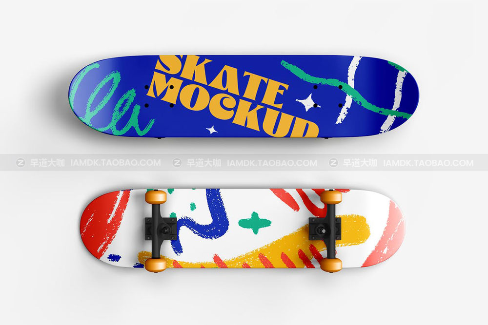 逼真滑板甲板印花图案设计展示PS智能贴图样机素材 Skateboard Mockup_img_2