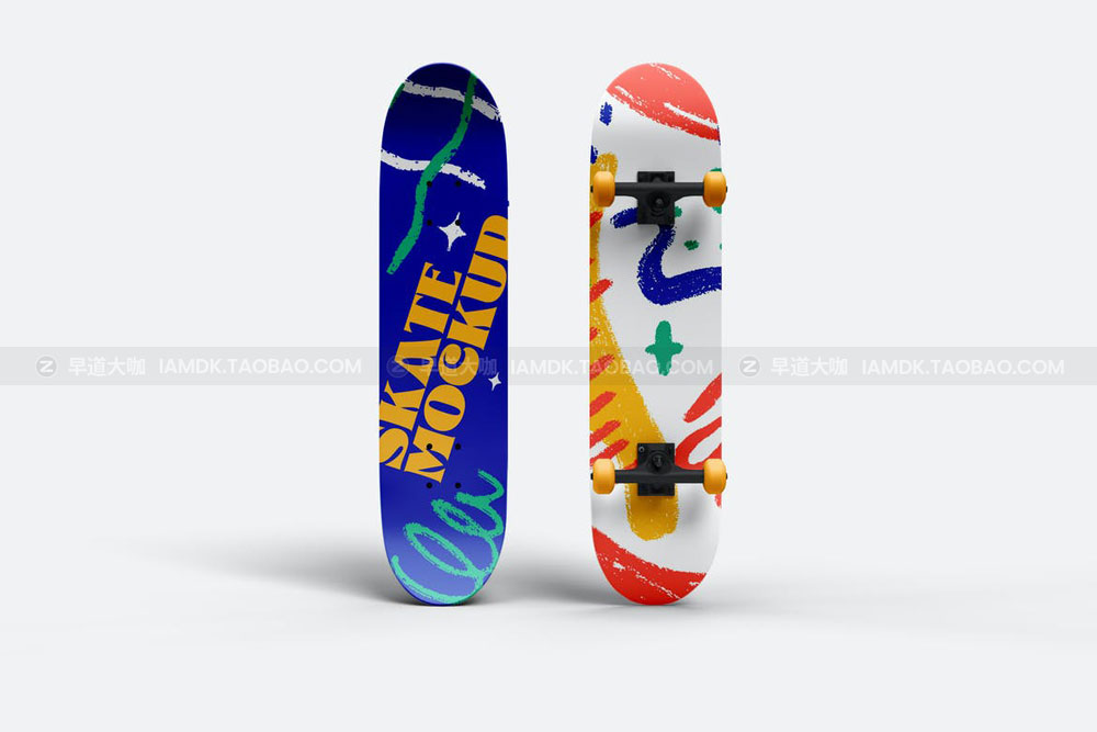 逼真滑板甲板印花图案设计展示PS智能贴图样机素材 Skateboard Mockup_img_2