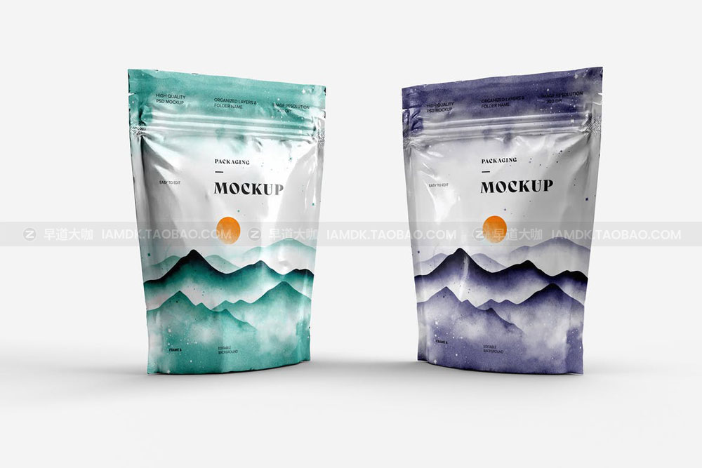 时尚站立式食品零食自封塑料袋设计展示样机素材 Stand Up Zip Lock Pouch Mockup_img_2