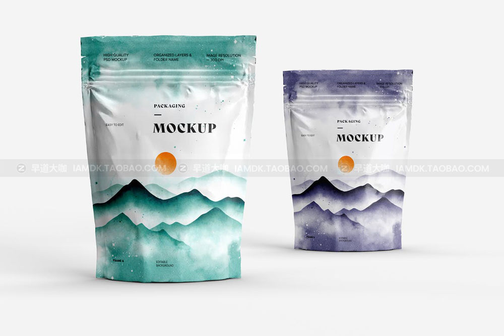 时尚站立式食品零食自封塑料袋设计展示样机素材 Stand Up Zip Lock Pouch Mockup_img_2