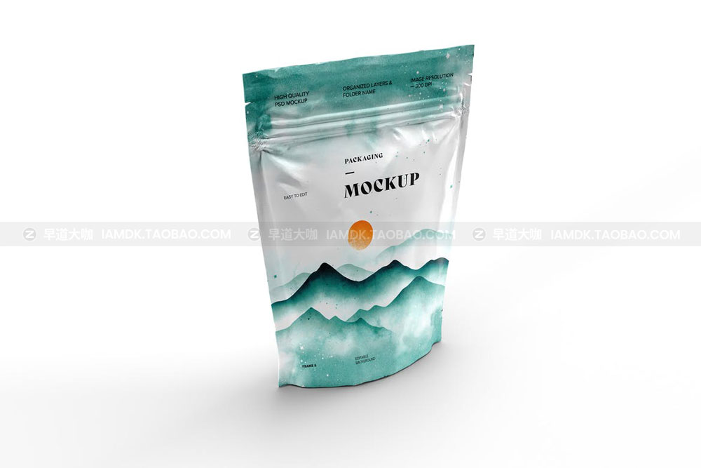 时尚站立式食品零食自封塑料袋设计展示样机素材 Stand Up Zip Lock Pouch Mockup_img_2