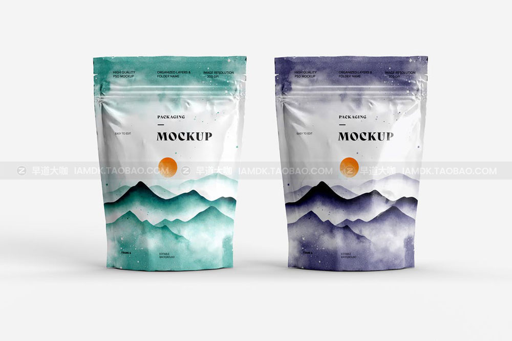 时尚站立式食品零食自封塑料袋设计展示样机素材 Stand Up Zip Lock Pouch Mockup_img_2