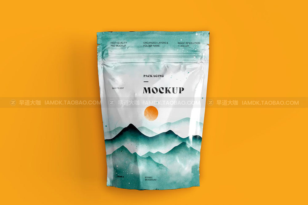 时尚站立式食品零食自封塑料袋设计展示样机素材 Stand Up Zip Lock Pouch Mockup_img_2