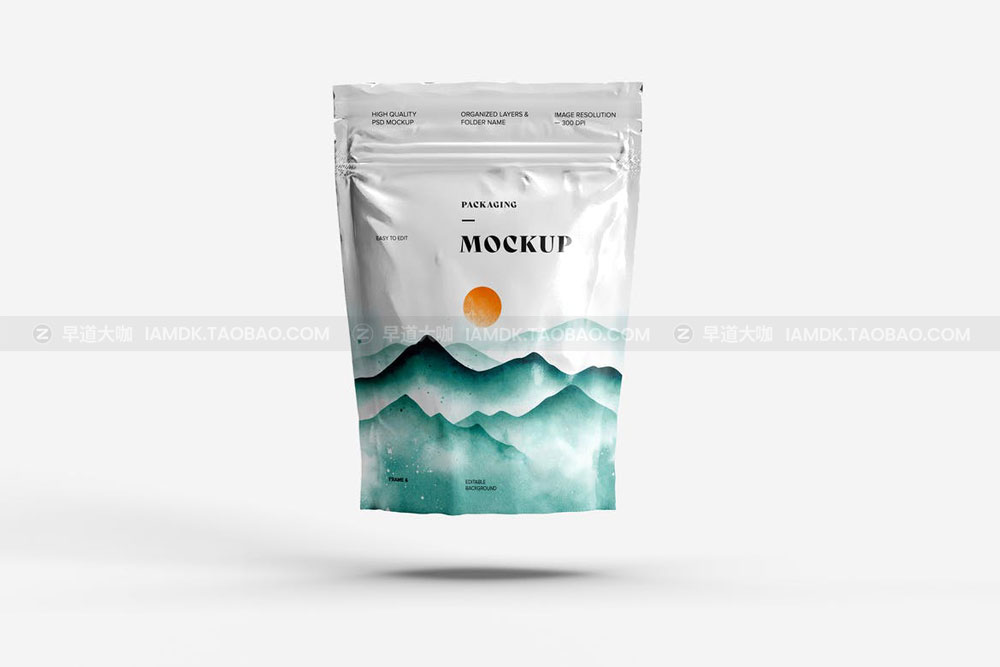 时尚站立式食品零食自封塑料袋设计展示样机素材 Stand Up Zip Lock Pouch Mockup_img_2