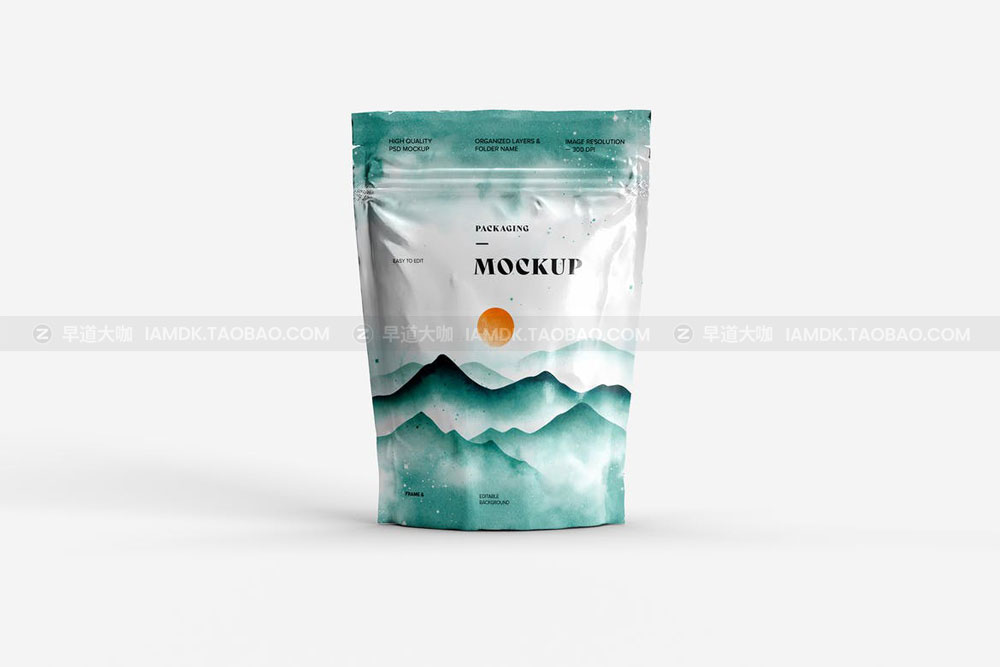 时尚站立式食品零食自封塑料袋设计展示样机素材 Stand Up Zip Lock Pouch Mockup_img_2