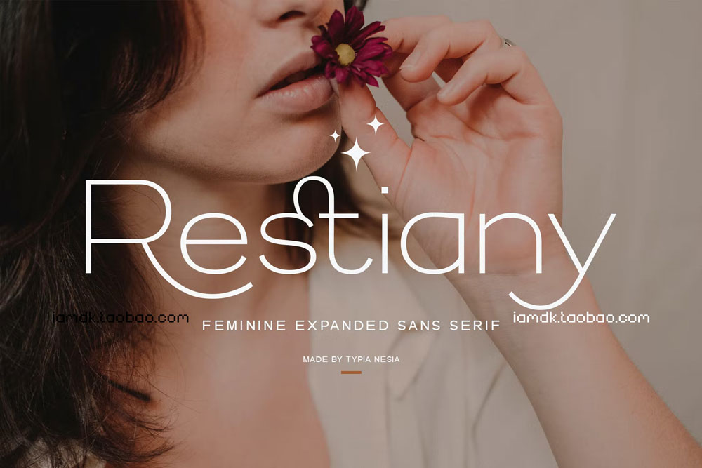 优雅杂志广告标题设计无衬线英文字体 Restiany - Beauty Elegant Expanded Sans Serif_img_2