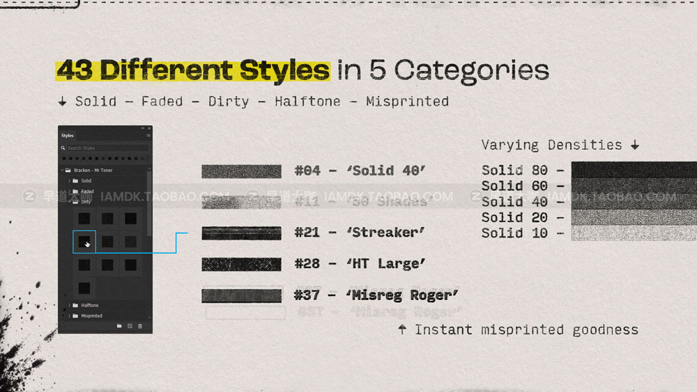做旧粗糙嘻哈喷墨打印喷溅颗粒效果标题文本徽标设计PS样式预设素材 Bracken - Mr. Toner_img_2