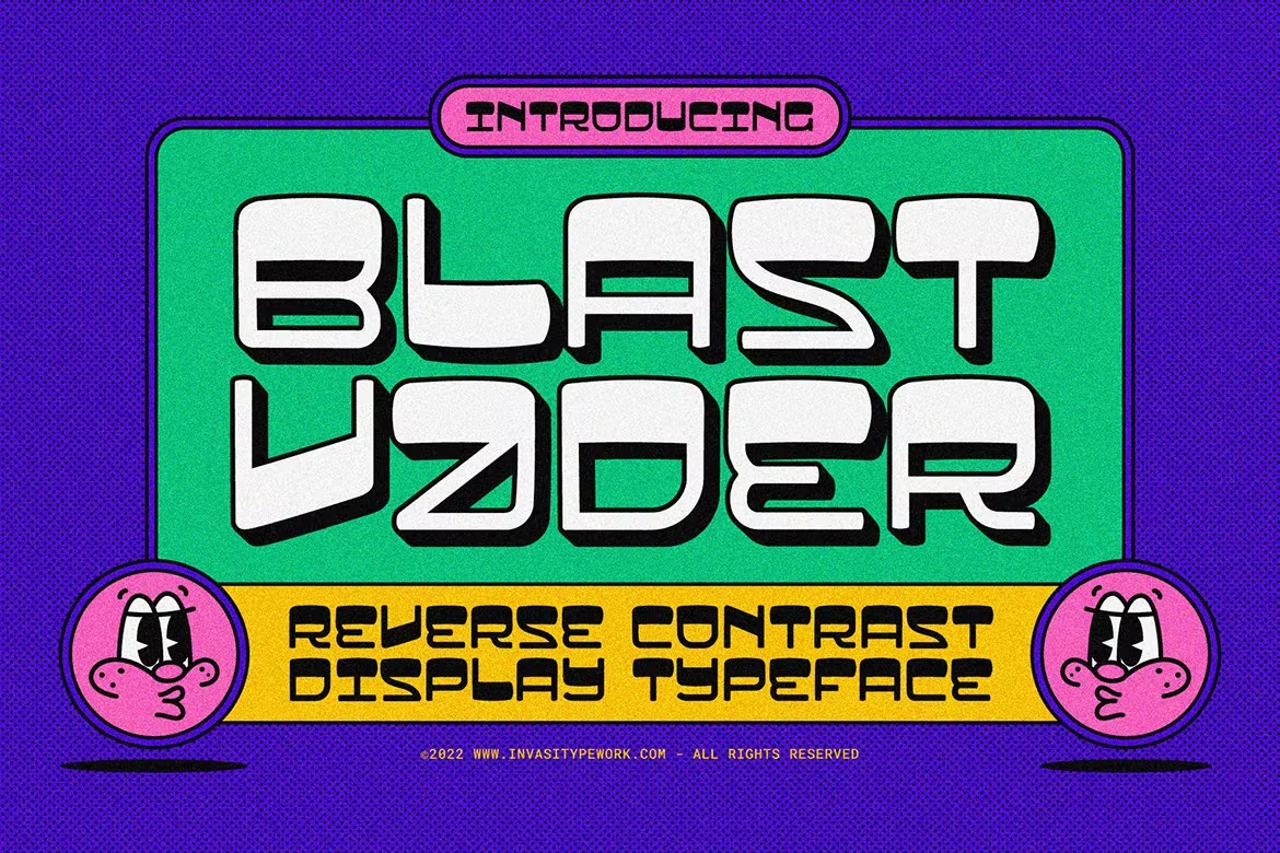 优雅复古海报包装标题设计无衬线英文字体 Blastvader - Reverse Contrast_img_2