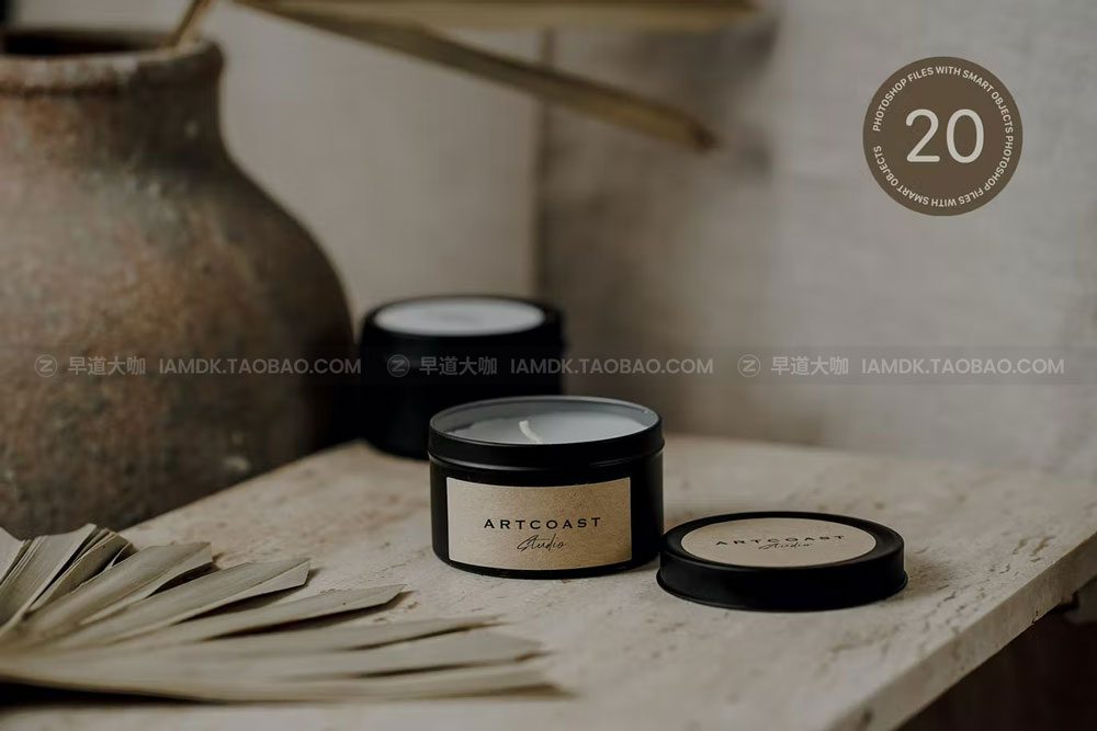 20极简蜡烛包装罐外观贴纸设计展示贴图样机模板 Candle Jars Boho Mockup_img_2