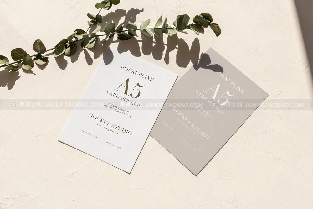 13个时尚光影名片卡片Logo品牌VI应用展示贴图样机Ps样机模板 Branding Invitation Card & A5 Mockup_img_2