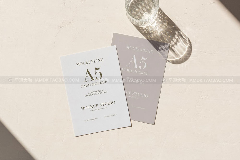 13个时尚光影名片卡片Logo品牌VI应用展示贴图样机Ps样机模板 Branding Invitation Card & A5 Mockup_img_2