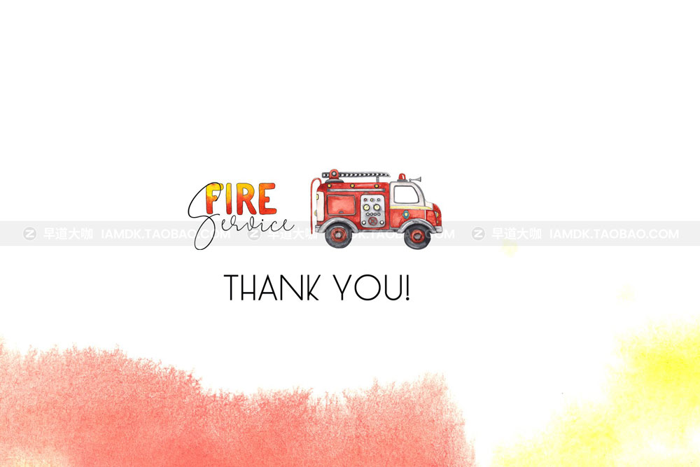 卡通有趣消防服务元素手绘水彩插画PNG免扣图片设计素材 Fire Service. Watercolor Clipart_img_2