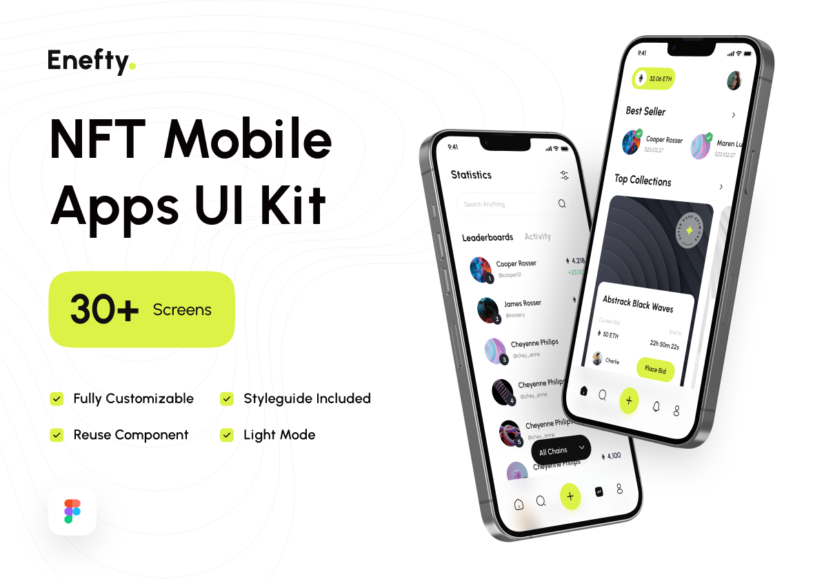 现代极简NFT交易平台APP应用程序界面设计UI套件 Enefty - NFT Mobile Apps UI Kit_img_2