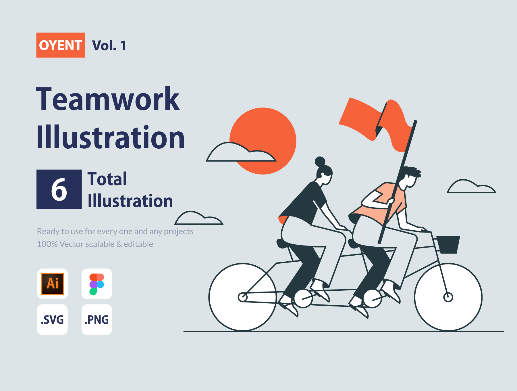 团队合作场景人物角色矢量线稿图 OYENT - Teamwork Illustration Pack_img_2