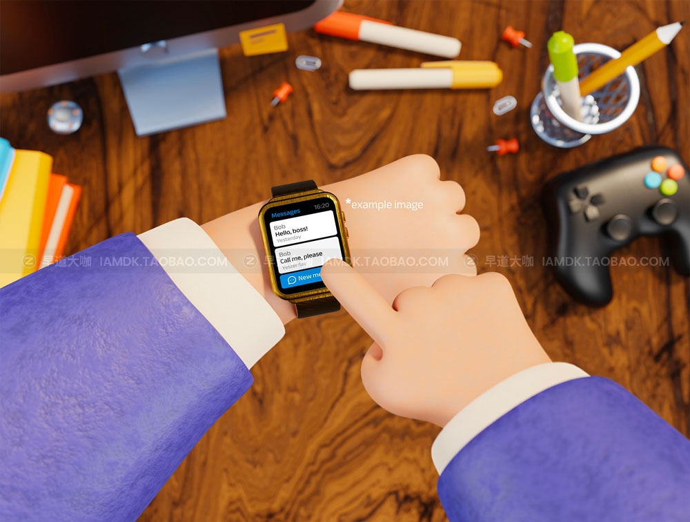 卡通3D手势手指手持iPhone手机iPad平板手表UI界面设计贴图ps样机 Hands And Gadgets Mock-up Constructor_img_2