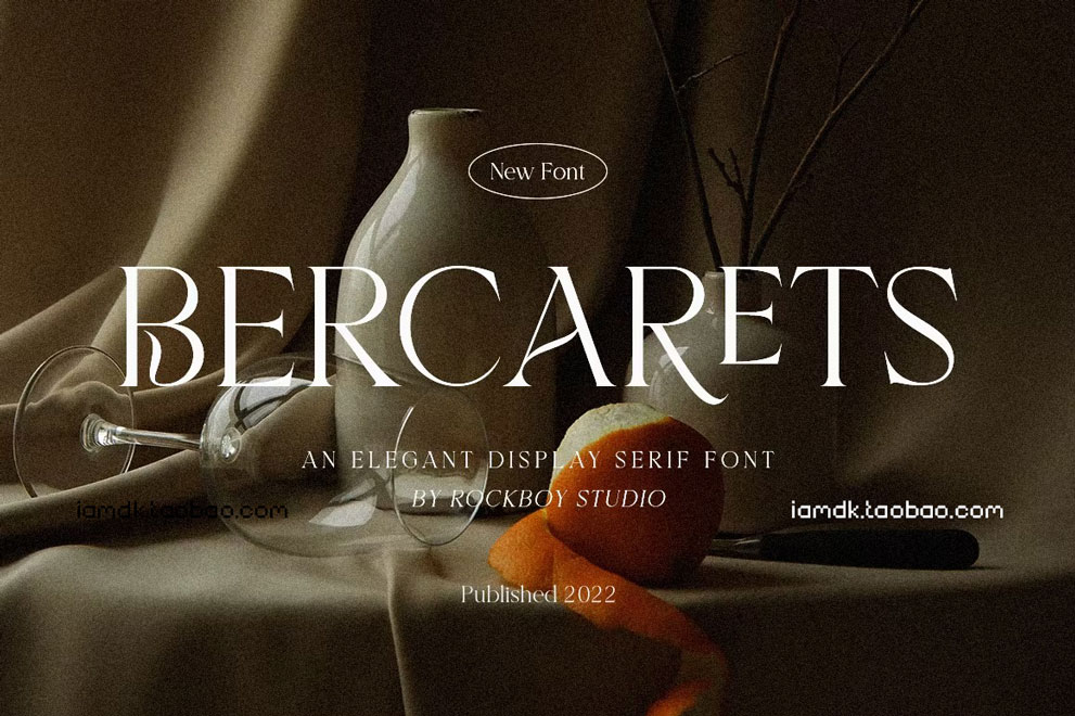 时尚优雅杂志广告商标设计衬线英文字体 Bercarets - Elegant Display Serif Font_img_2