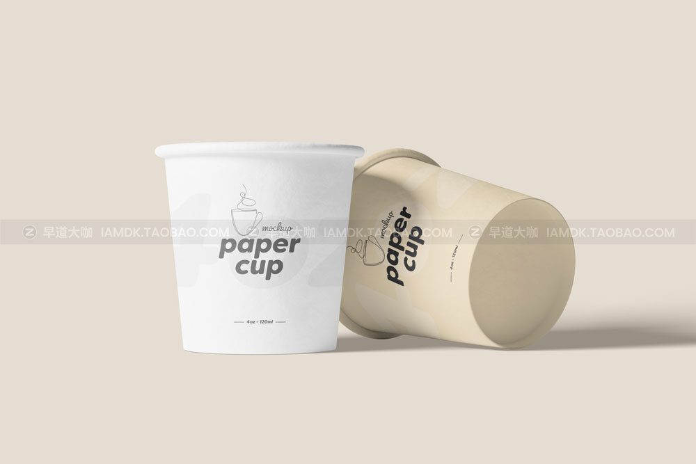 4盎司一次咖啡纸杯设计展示贴图样机 Paper Coffee Cup Mockup - 4oz_img_2