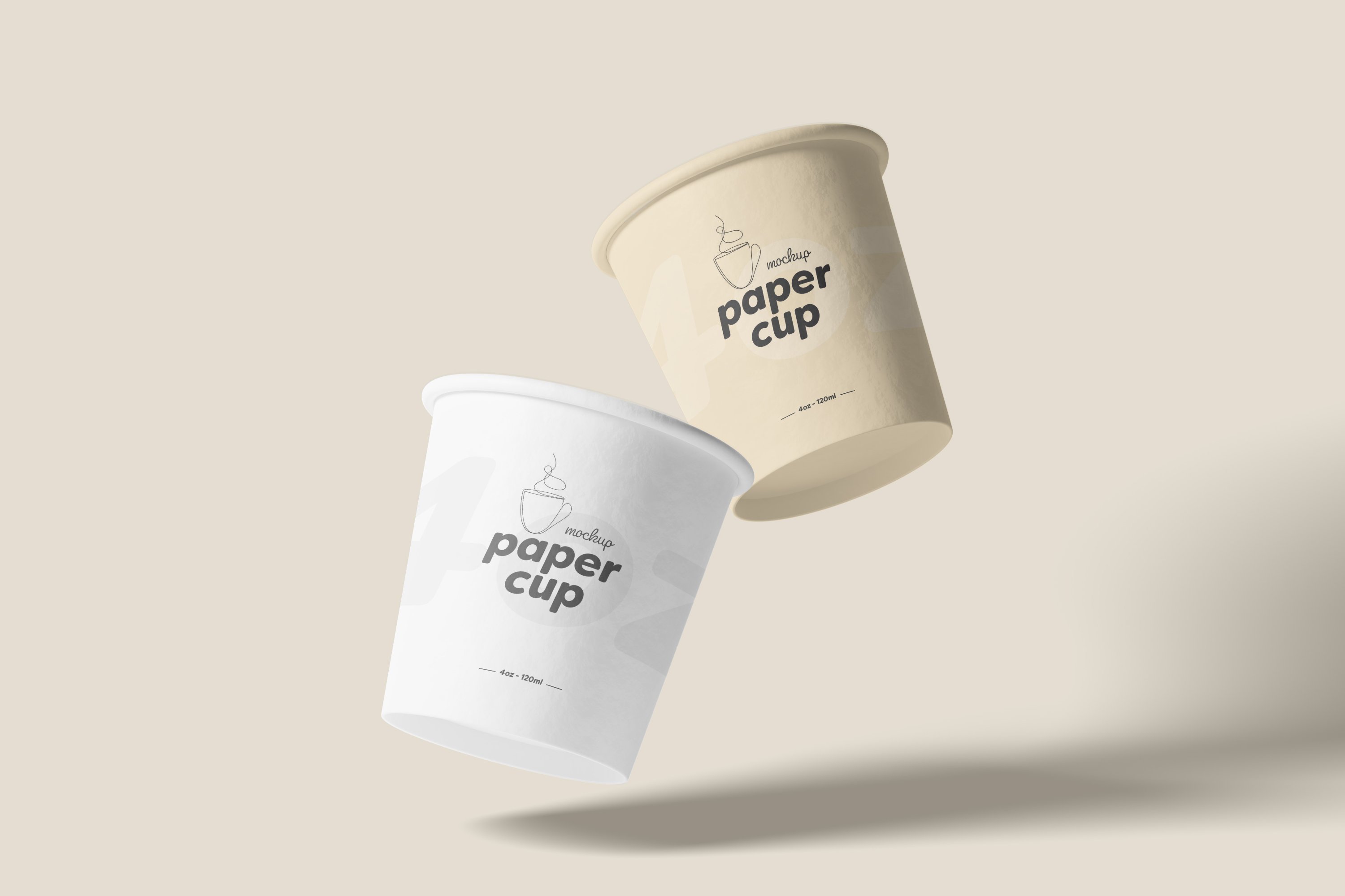 4盎司一次咖啡纸杯设计展示贴图样机 Paper Coffee Cup Mockup - 4oz_img_2