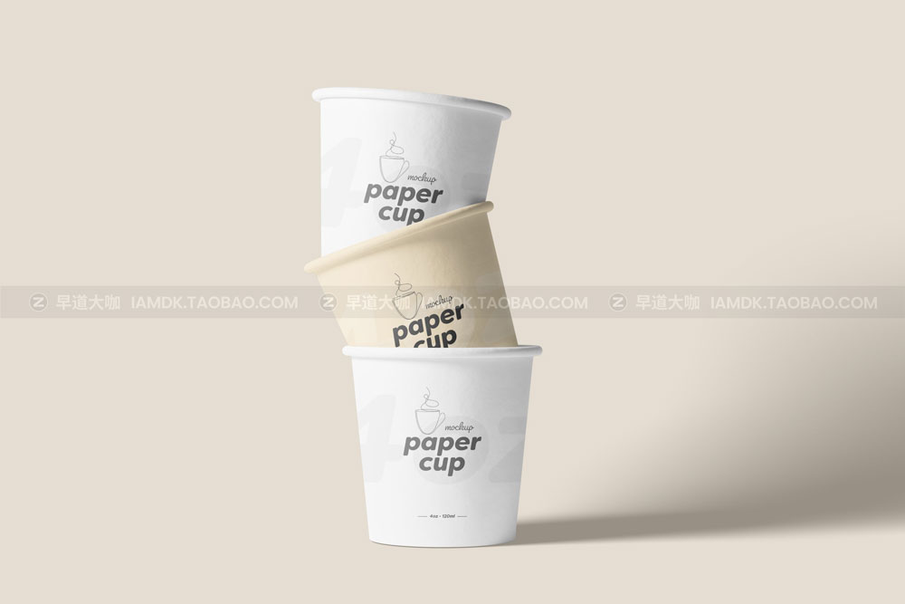 4盎司一次咖啡纸杯设计展示贴图样机 Paper Coffee Cup Mockup - 4oz_img_2