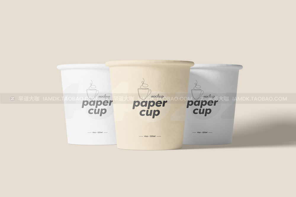 4盎司一次咖啡纸杯设计展示贴图样机 Paper Coffee Cup Mockup - 4oz_img_2