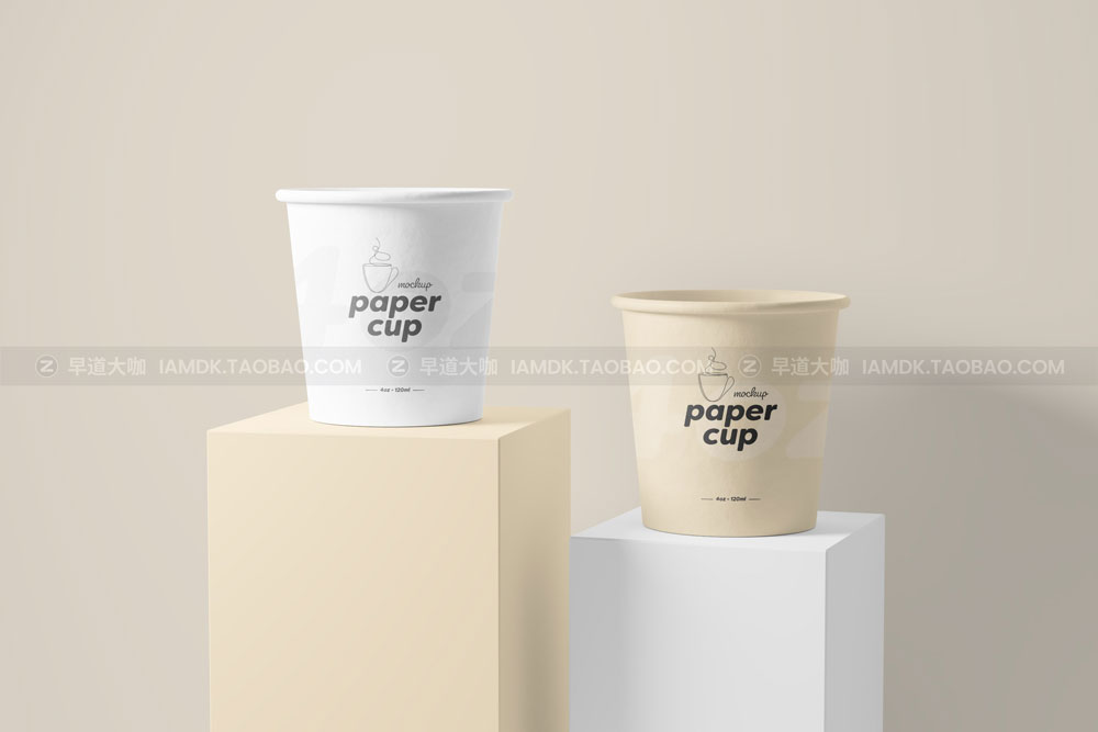 4盎司一次咖啡纸杯设计展示贴图样机 Paper Coffee Cup Mockup - 4oz_img_2