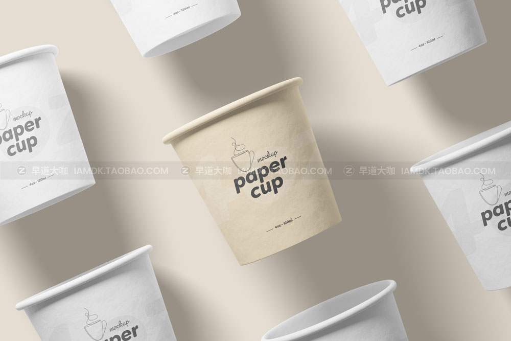 4盎司一次咖啡纸杯设计展示贴图样机 Paper Coffee Cup Mockup - 4oz_img_2